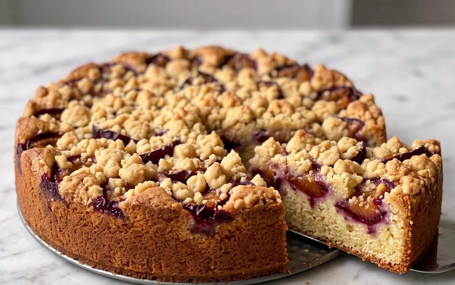 Saftiger Pflaumenkuchen mit Streuseln aus Springform