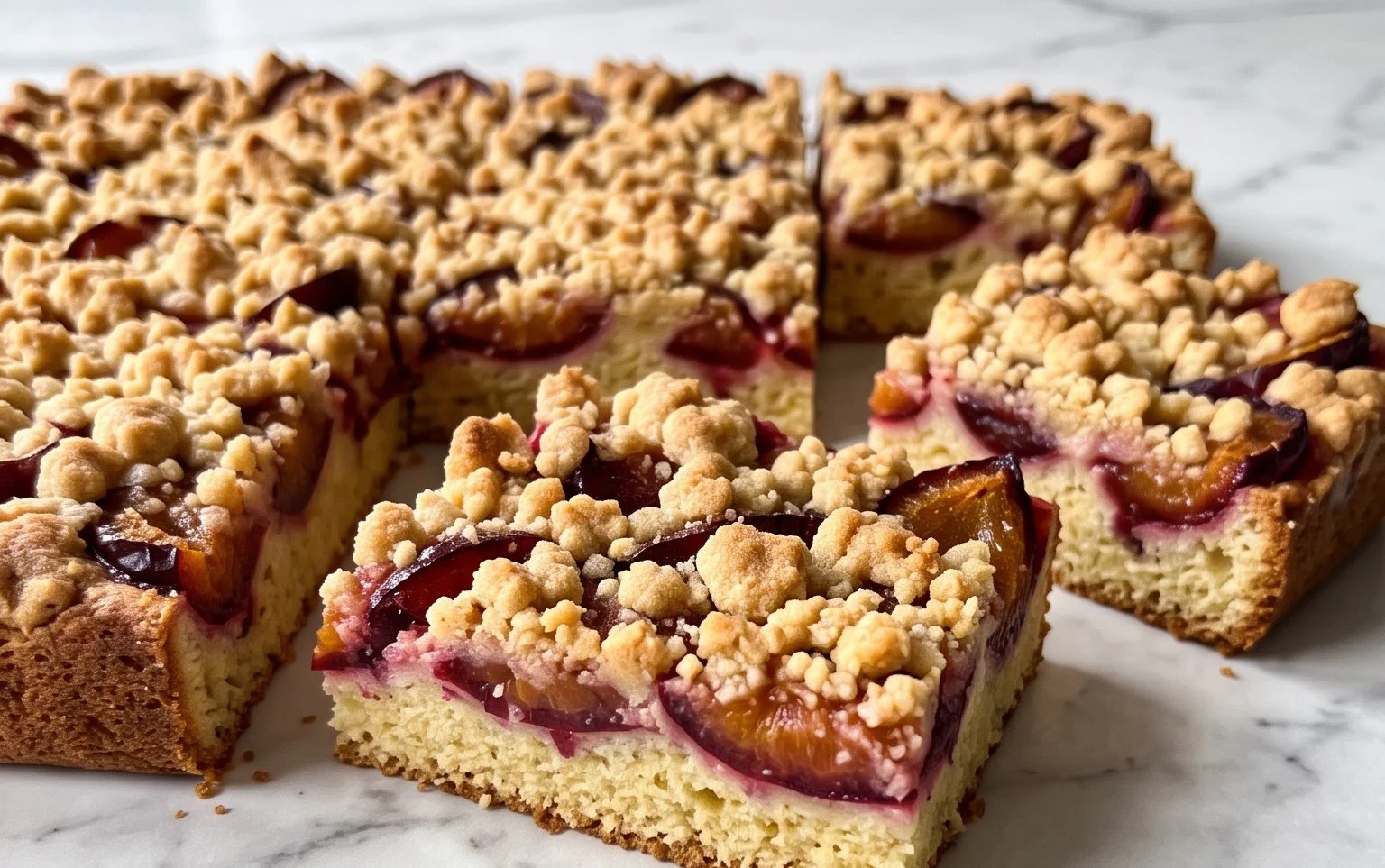 Pflaumenkuchen mit Streusel vom Blech: Saftig & Knusprig