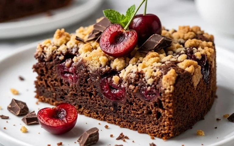 Schoko-Kirsch Extractkuchen mit Streuseln